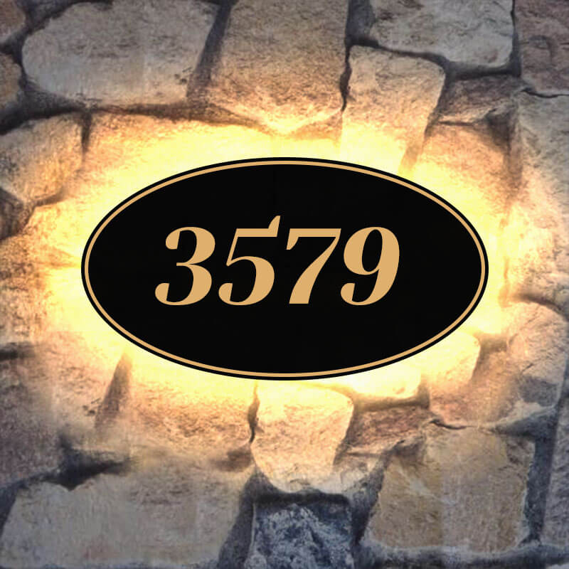 light box signs lighted address plaques bright LED lights illuminated house number signs Oval Plaques