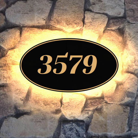 light box signs lighted address plaques bright LED lights illuminated house number signs Oval Plaques