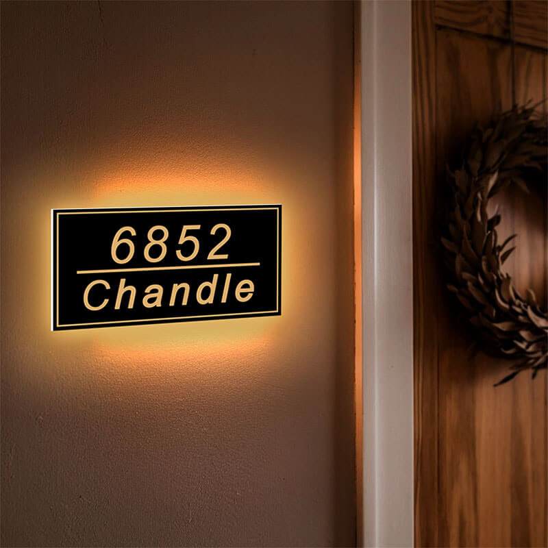 modern house numbers LED Illuminated Address Sign For Outside Light Up For Houses
