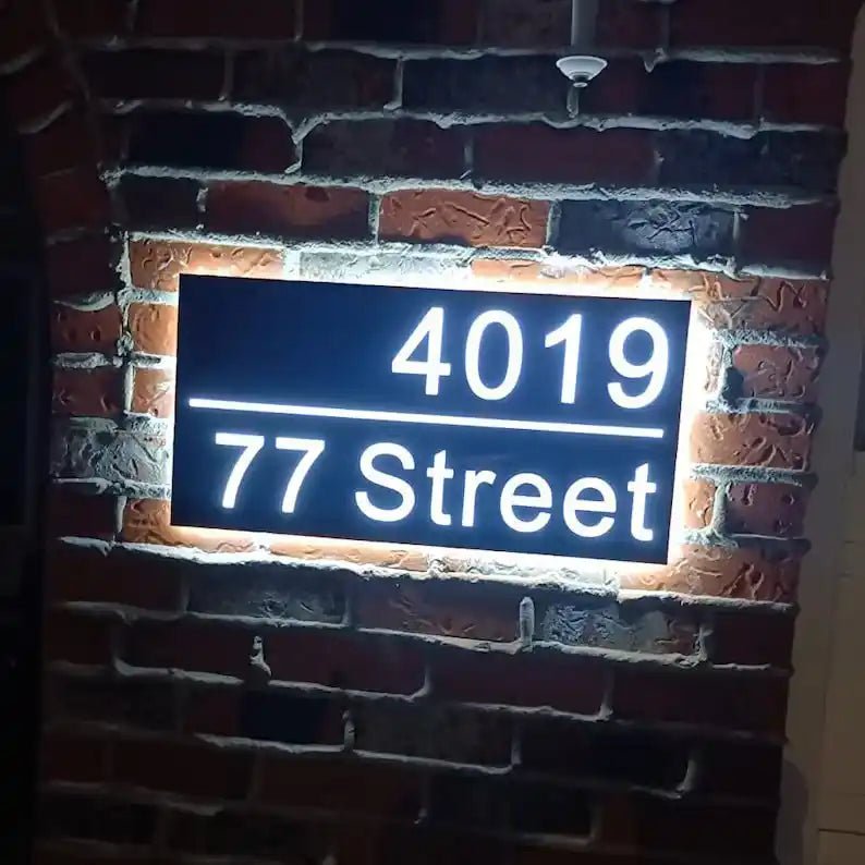 house number metal plaque Illuminated LED Address Numbers for Yard Home