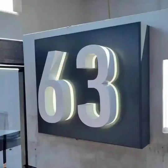 Modern Backlit House Numbers on Backplate Stylish Illuminated Address Signs Mounting Panel