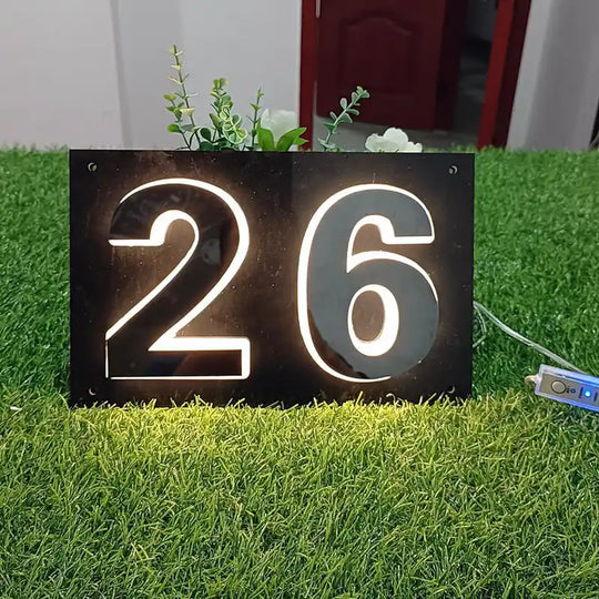 Modern Backlit House Numbers on Backplate Stylish Illuminated Address Signs Mounting Panel