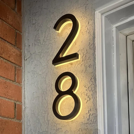 big house numbers with lights