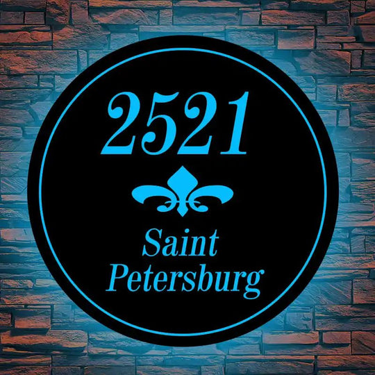 Lit house number plaques Round Address Plaques & Signs Wall Address Plaque