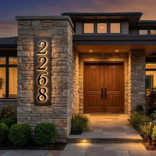 vertical-mirror-black-metal-house-numbers-with-warm-halo-reversing-lit-backboard-easy-install