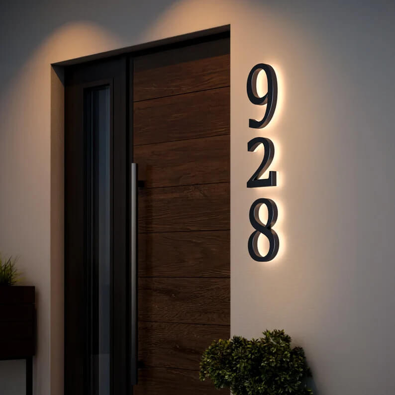 house number and light