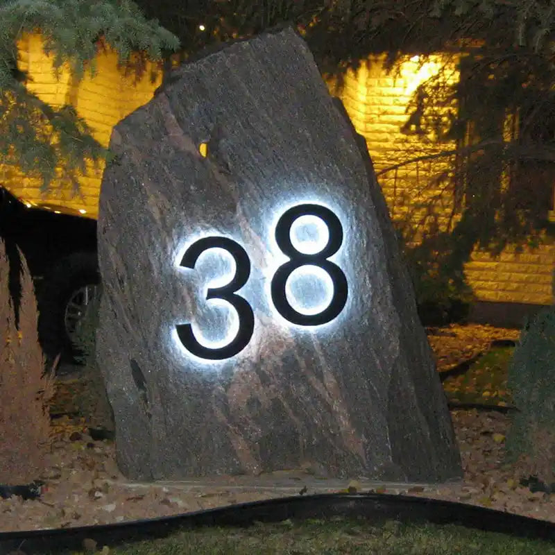 black backlit house numbers